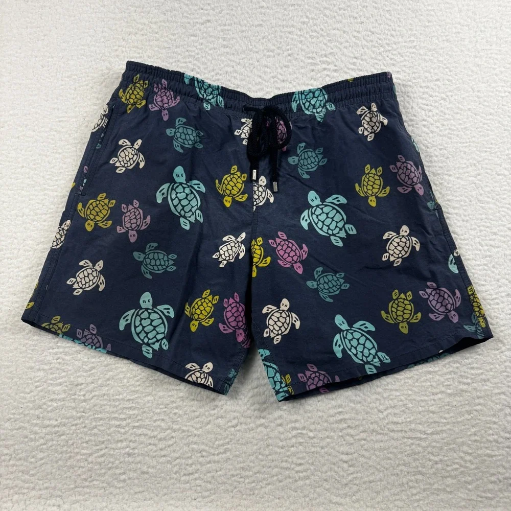 Vilebrequin Swim Shorts Mens 2XL Multicolor Turtle Print Mesh Lined Drawstring
